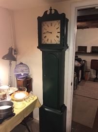 Green Grandfather Battery Operated Clock With Shelf