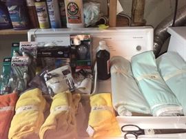 Assorted Towels And Light Bulbs