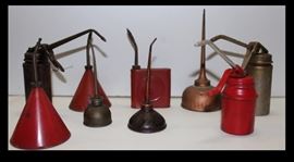 Collection of old oil cans
