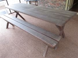 long picnic table and benches