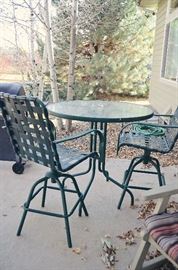 Outdoor High Table & 2 Barstools