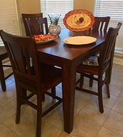 wood Victory pub table and 6 chairs