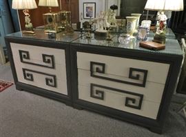 Pair of Mid-Century Kittinger Greek-Key Dressers