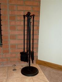 Wrought iron fireplace tool set