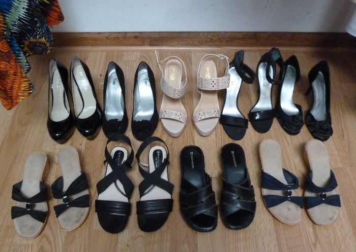 Women's shoes:  Mostly size 8, some 7-1/2 and 8-1/2.  Aldo, Fioni, Charlotte Russe, Nina, Naturalizer
