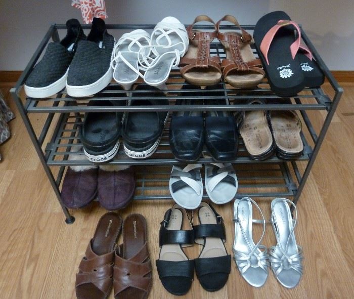 Women's shoes:  Mostly size 8, some 7-1/2 and 8-1/2.   Steve Madden, Naturalizer, Crocs, 