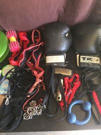 Boxing Gloves, dog collars and toys 