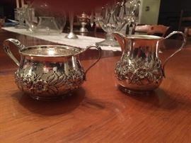 Repousse' Creamer and Sugar