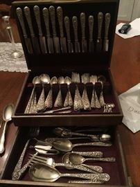 93 Piece Repousse' Sterling Flatware