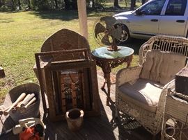 Wicker and Cast Iron Table