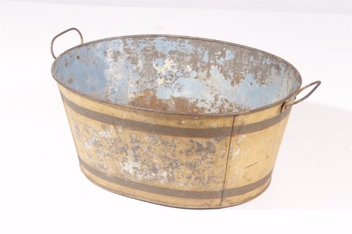 Antique Oval Tole Metal Bucket