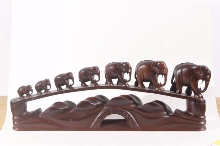 Carved Elephant Figural Group