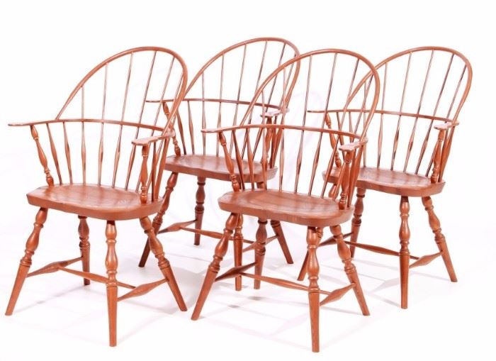 Four Windsor Style Armchairs