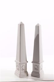 pair of decorative ceramic Obelislk