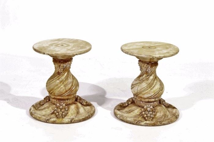 Pair of Carved Wooden Pedestals