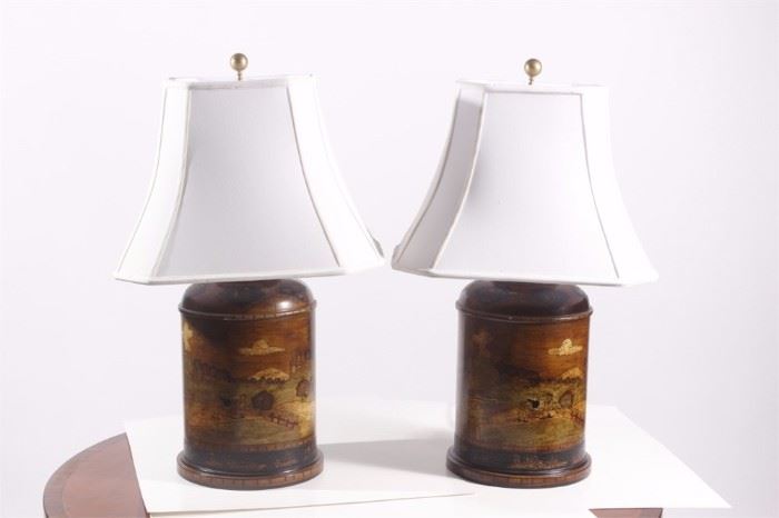 Pair of Tole Style Lamps
