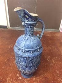 Bavarian Cobalt Floor Ewer in Relief 33"