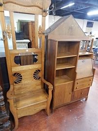 Oak Hall Tree & Oak Side by Side