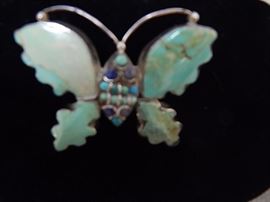 Sterling Turquoish Butterfly Brooch