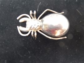 Mexico Sterling Silver Spider Brooch