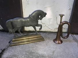 Brass & Copper Doorstop & Bugle