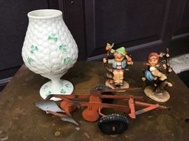 Early Hummels, Irish Belleek  & Arcade Toy Plow