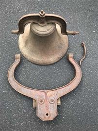 Early Large Cast School Iron Bell & Collar