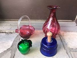 Fenton Cranberry Pieces  Cobal Blue Butter Mold