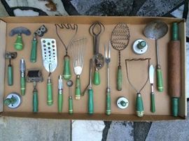 Green Handled Kitchen Collectibles