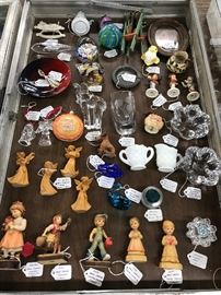 Anri wood carvings, Waterford Crystal, Paperweights, X-mas ornaments 