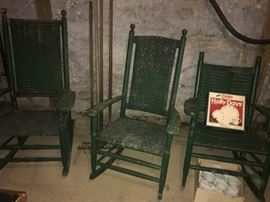 Green Wicker Rocking Chairs