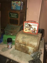 Advertising Tins, Lunch Boxes, Bread Box