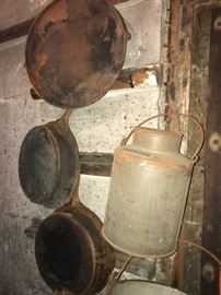 Cast Iron Pans and Pulver Milk Jug