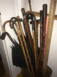 Nice selection of Canes, Walking Sticks and Umbrellas