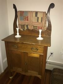 Oak Washstand and Four Square Quilt