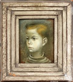 2107  CARLOS LOPEZ (CUBAN AMERICAN, 1910-1953), OIL ON CANVAS, H 10", W 8", PORTRAIT OF A YOUNG BOY