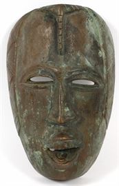 23  AFRICAN BRONZE MASK, H 11", W 7"
