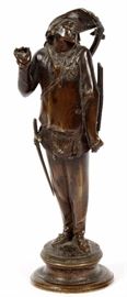 2286  LAURY, BRONZE FIGURE, H 8 1/4", LUTE PLAYER