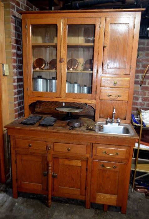Oak Hoosier style kitchen cupboard