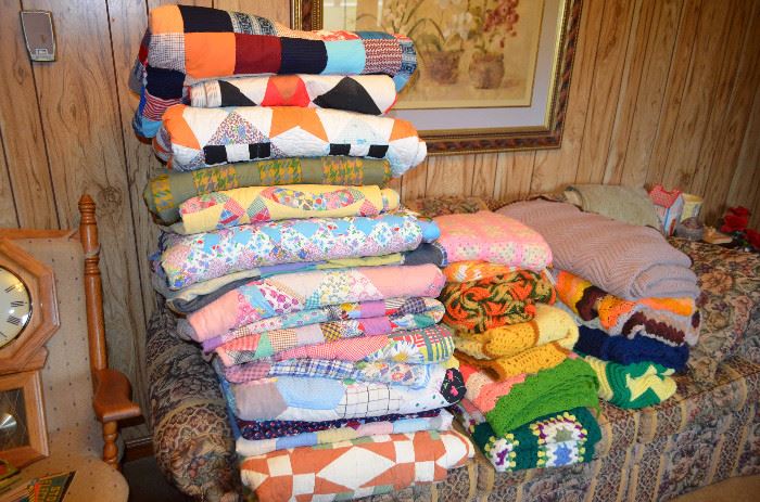 Handmade quilts; afghans