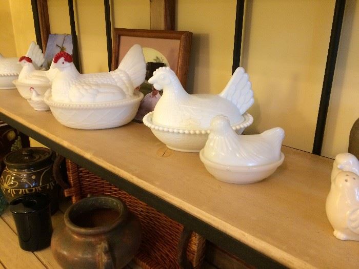 antique chicken covered dish 