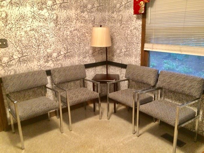 set of 4 upholstery chairs           table lamp