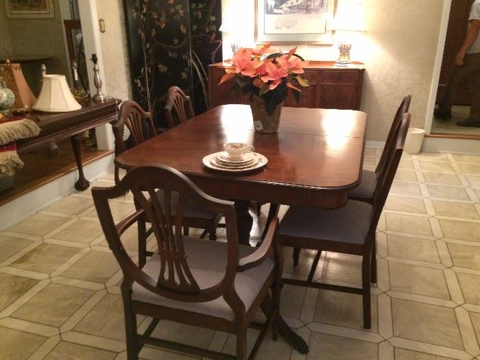 Duncan Phyfe dining room table and chairs