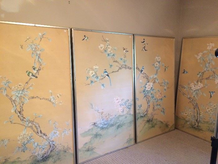 antique silk art about 3x5 each   total of 6