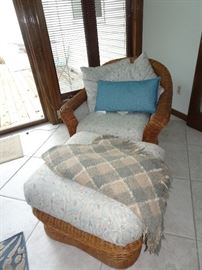 Sunroom Chair 21"H X 33"W X 36"D  Ottoman 26"sq X 17"H           