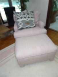Custom Upholstered Club Chair - 28" X 21" X 15"H Ottoman 29"H X 29"W X 33"D 