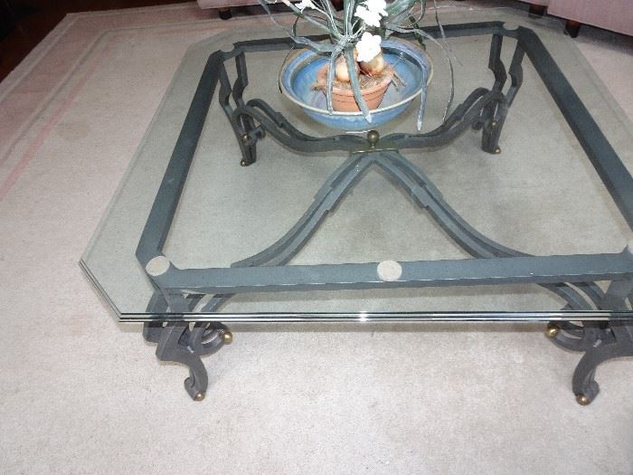 Glass Top Center Table - 40"Sq X 17"H