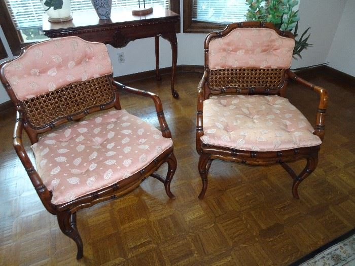 Pair of Custom Side Chairs with Bamboo Detail - 26"W x 36"H X 22"D