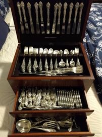 220-piece set of King Edward sterling silver flatware, by Gorham.