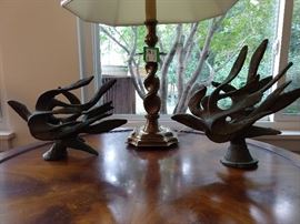 Pair of MCM bronze doves, by Israeli artist.